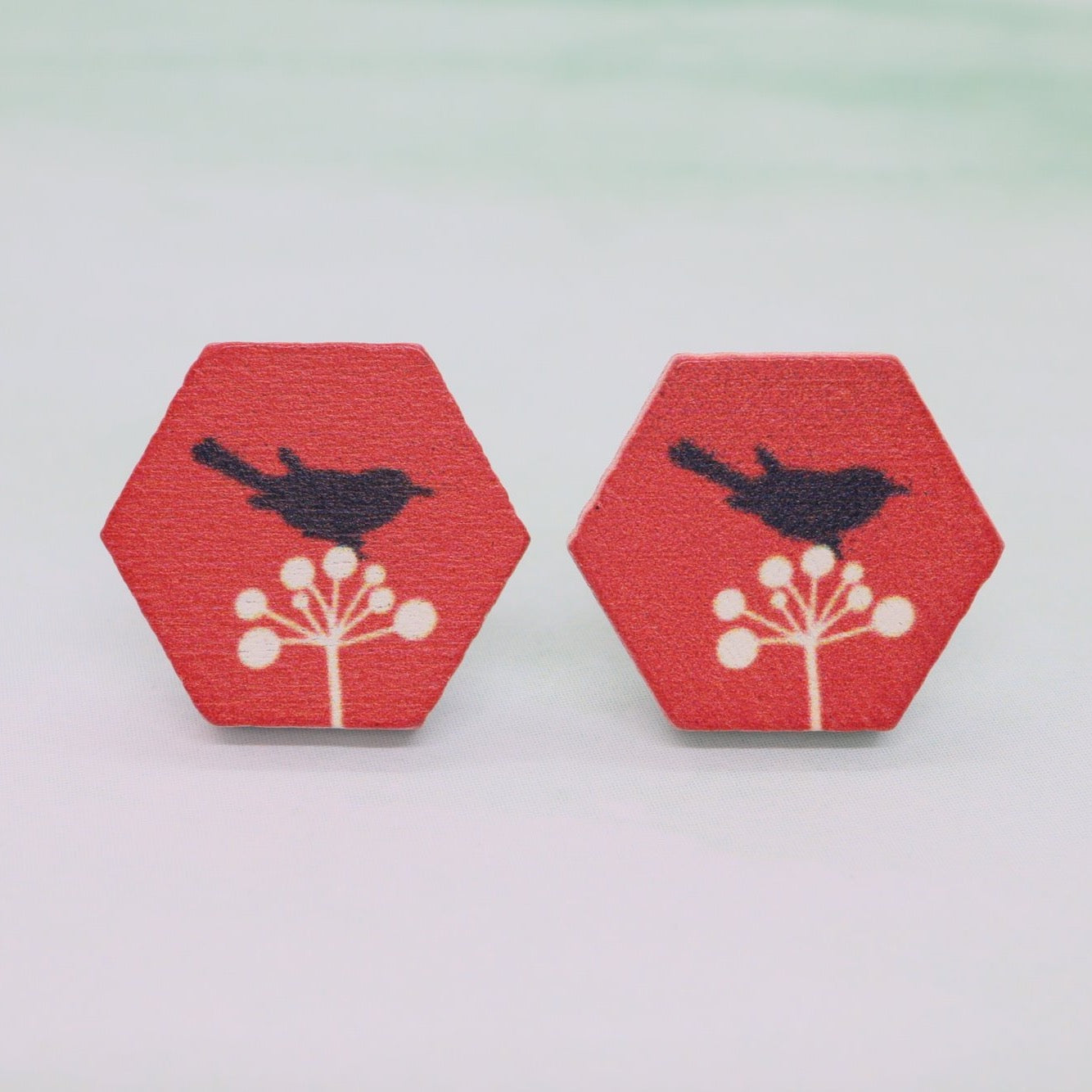 Hexagon Bird Studs