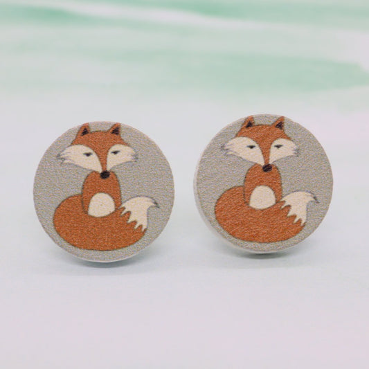 Wooden Fox Studs Front