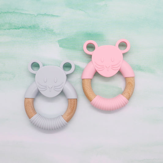 Little Mouse Silicone & Beech Teether